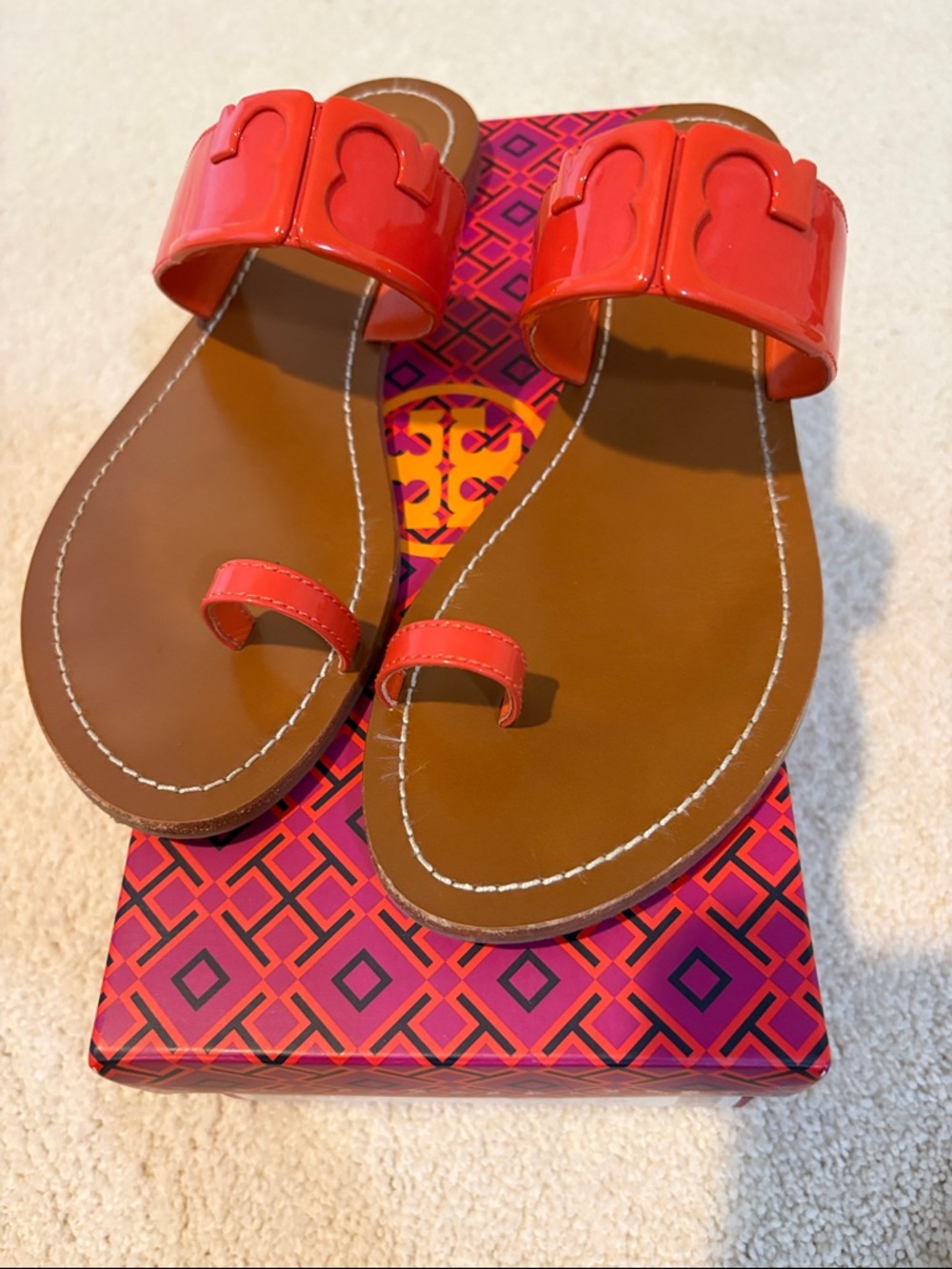 Tory Burch Poppy Red Sandals - Picture 2 of 4